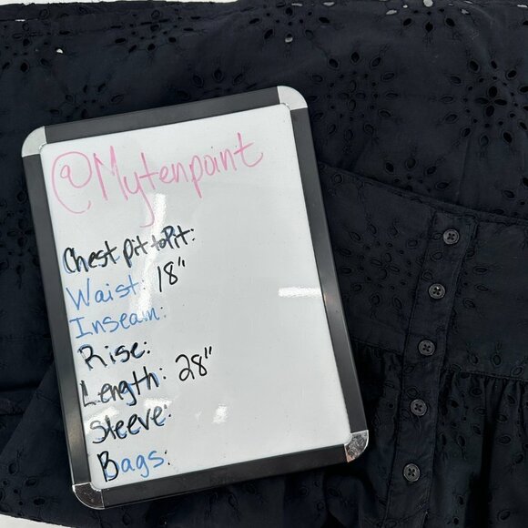 Sundance Roslin A-line Button Front Eyelet Black High Rise Floral Small Skirt - Picture 6 of 7